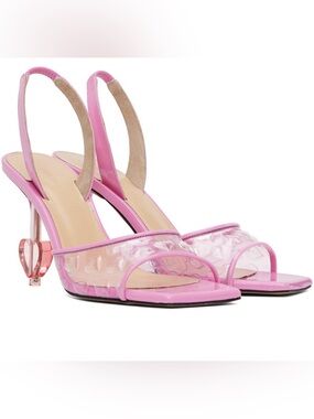 MACH & MACH Pink Heart Embellished Sandals